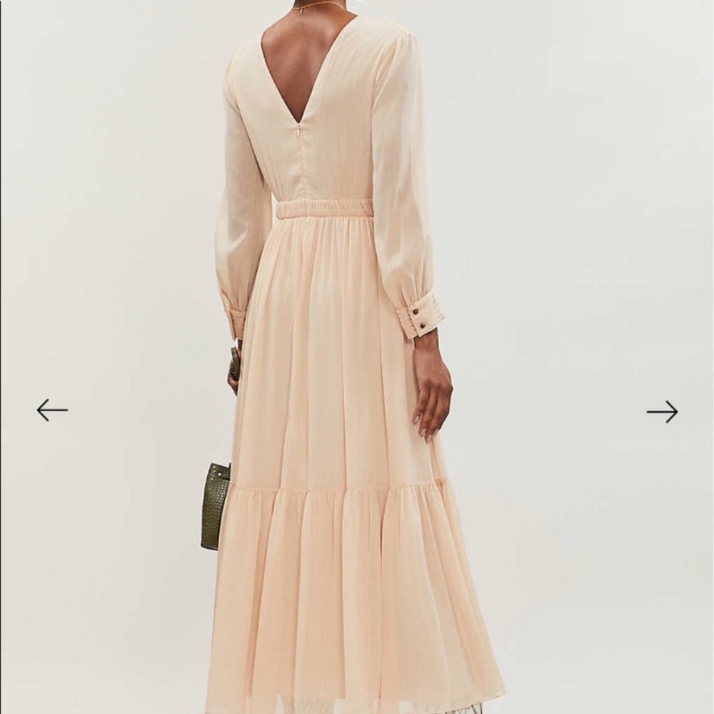 SANDRO TIERED Gathered Metallic MAXI DRESS - Picture 4 of 6
